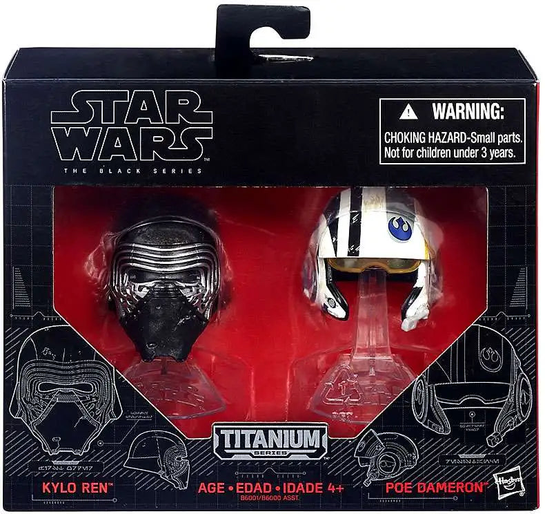 Star Wars The Black Series : Kylo Ren / Poe Dameron Titanium Die-Cast Helmets